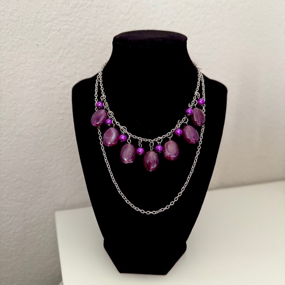 Jewelry - Bold Purple Beaded Statement Necklace